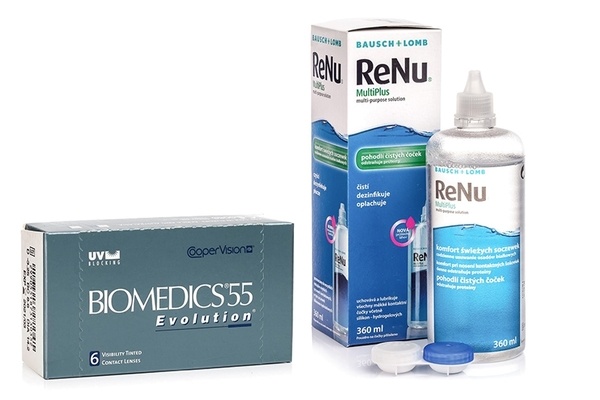 Biomedics 55 Evolution CooperVision (6 lenti) + ReNu MultiPlus 360 ml con portalenti