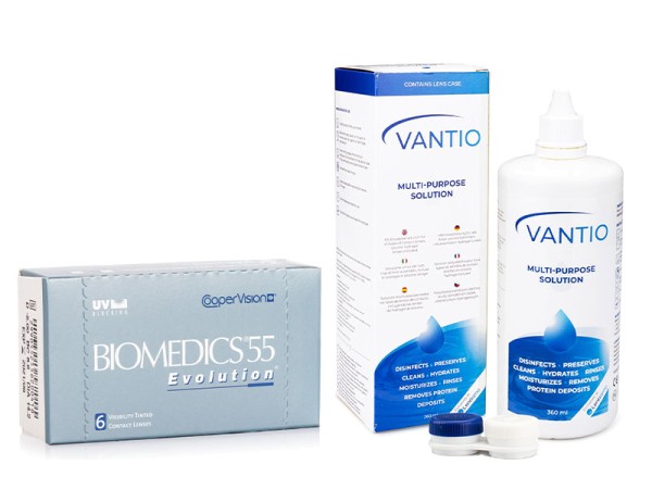 Biomedics 55 Evolution CooperVision (6 lenti) + Vantio Multi-Purpose 360 ml con portalenti